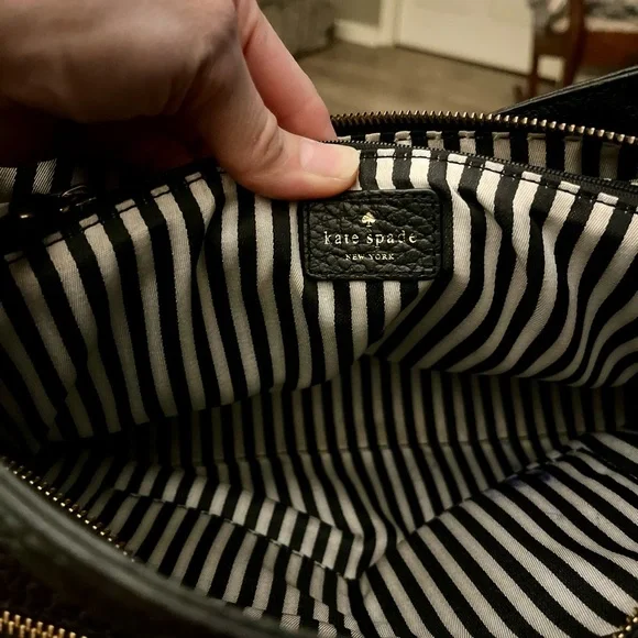 Kate Spade Hayes Street Black Pebbled Leather Tote with Tassel - Picture 2 of 8